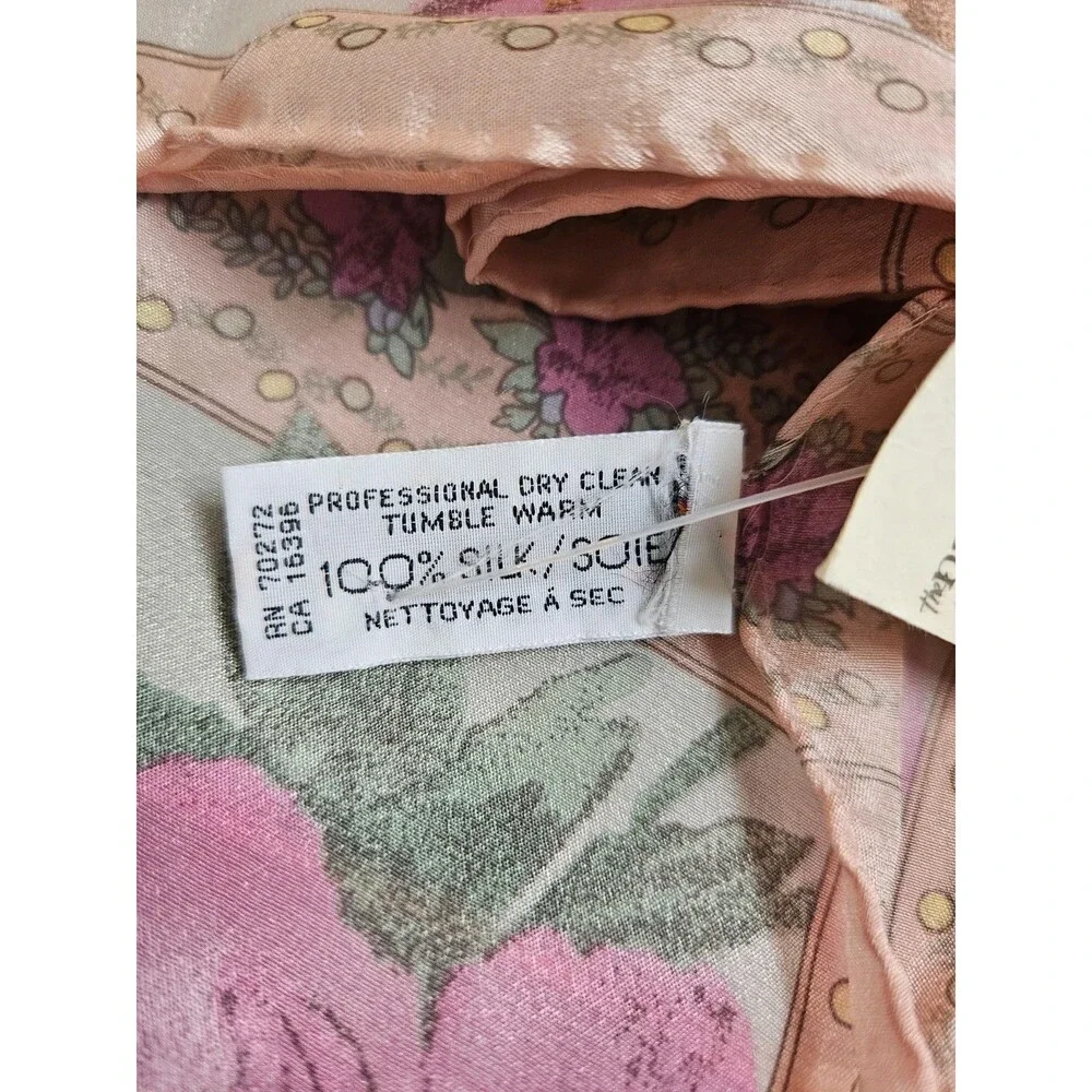 Vtg Liz Claiborne Silk Scarf Floral Rectangular 10x50 Made in Japan Cottagecore